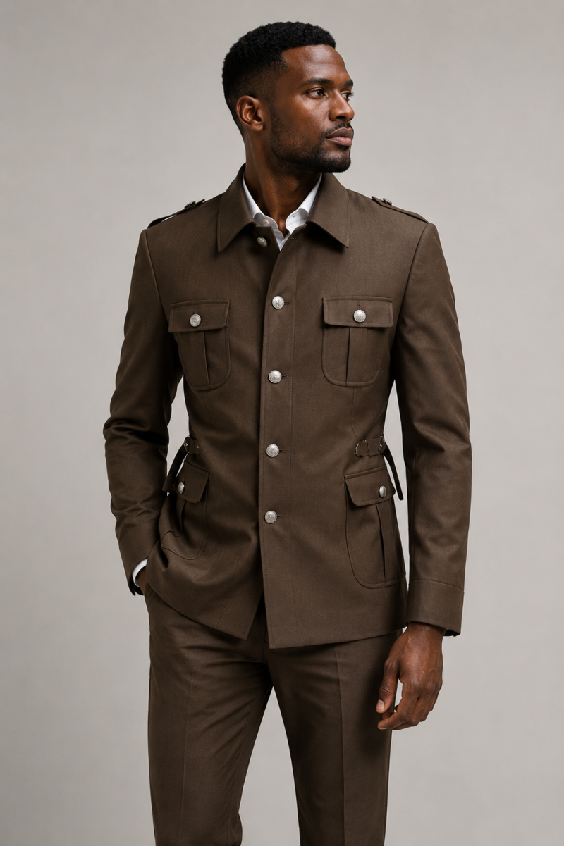 Coffe Brown One Piece French Suit