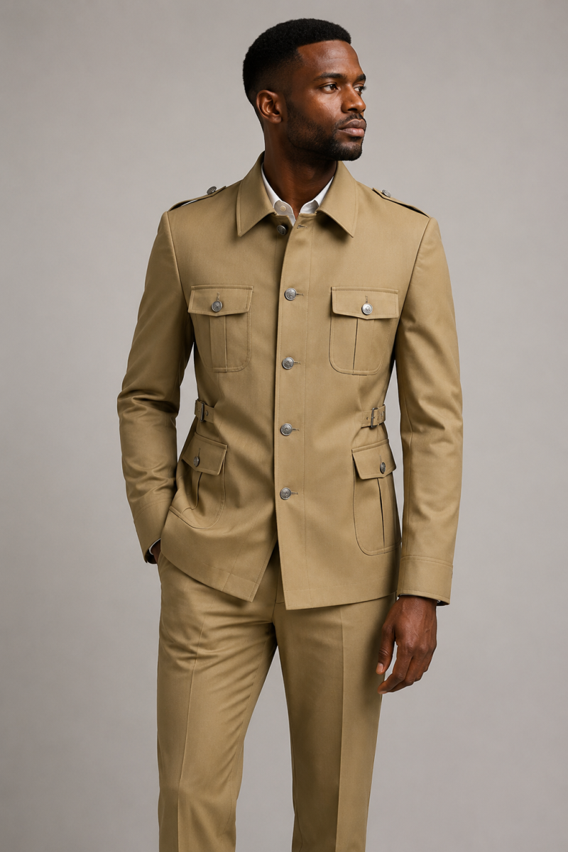 Carton/Kahki Brown One-Piece French Suit.