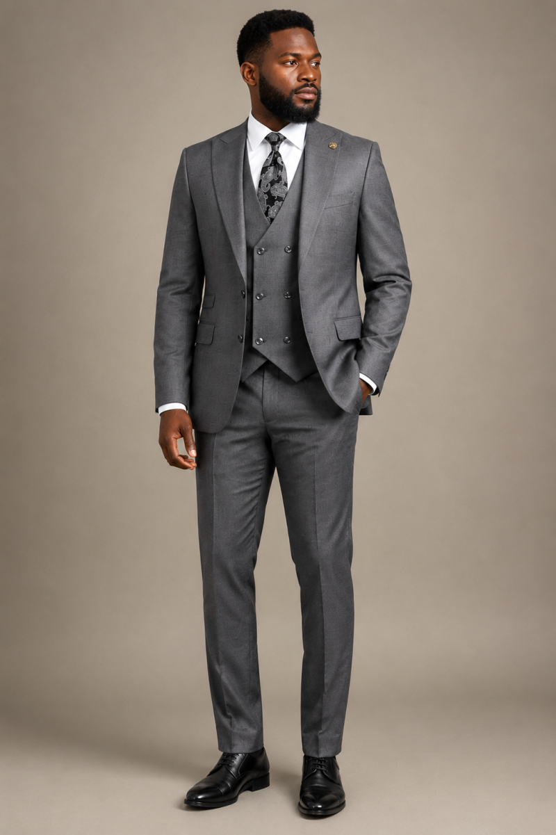 Three-Piece Gray Gentleman Suit Three-Piece Gray suit (Bono'm). Size 50, & 56.
